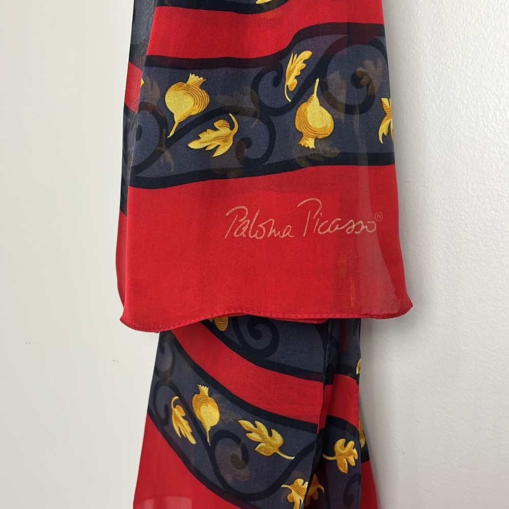 Paloma Picasso Leaf Print Scarf